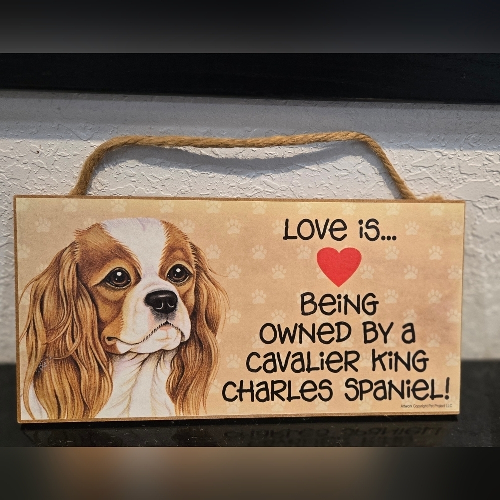 3/$20 Cavalier King Charles Spaniel Love Is Being Owned By A Dog Wall Sign Decor